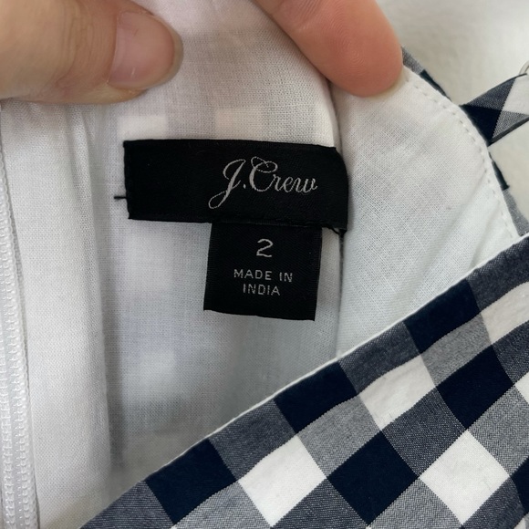 J. Crew Spiro Gingham Tiered Maxi Dress Gown | Navy Blue | Size 2 - Picture 7 of 10